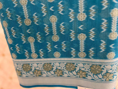 Blue Banarasi Kota Saree with Zari Border