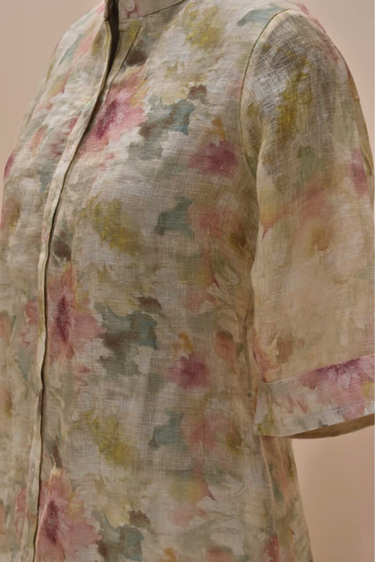 Multicolor Full Sleeve Pure Linen Co-Ord Set